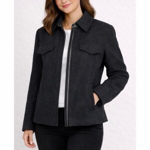 (NWOT) J. CREW • Dark Grey Wool-Blend Collared Zipper Coat Jacket, MP